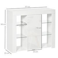 EASYCOMFORT  Credenza Moderna con Mensole in Vetro - Bianco