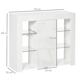 EASYCOMFORT  Credenza Moderna con Mensole in Vetro - Bianco