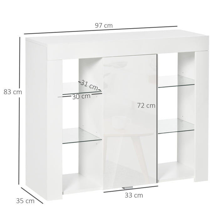 EASYCOMFORT  Credenza Moderna con Mensole in Vetro - Bianco