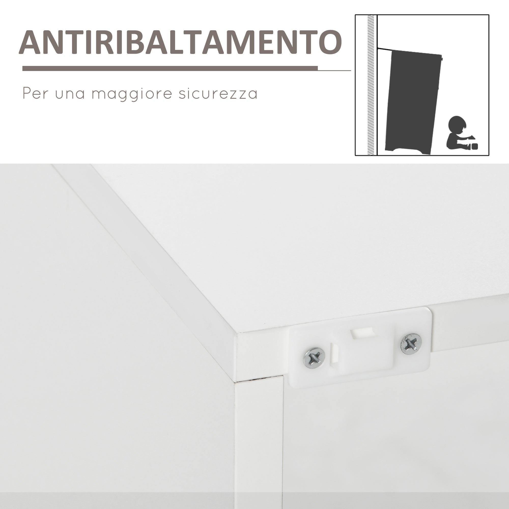 EASYCOMFORT  Credenza Moderna con Mensole in Vetro - Bianco