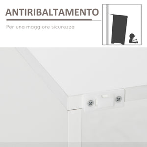 EASYCOMFORT  Credenza Moderna con Mensole in Vetro - Bianco