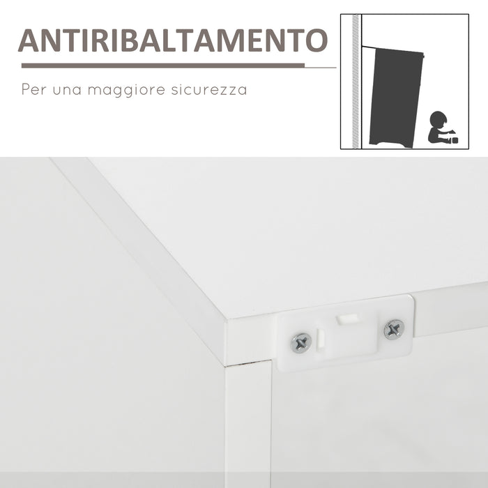 EASYCOMFORT  Credenza Moderna con Mensole in Vetro - Bianco
