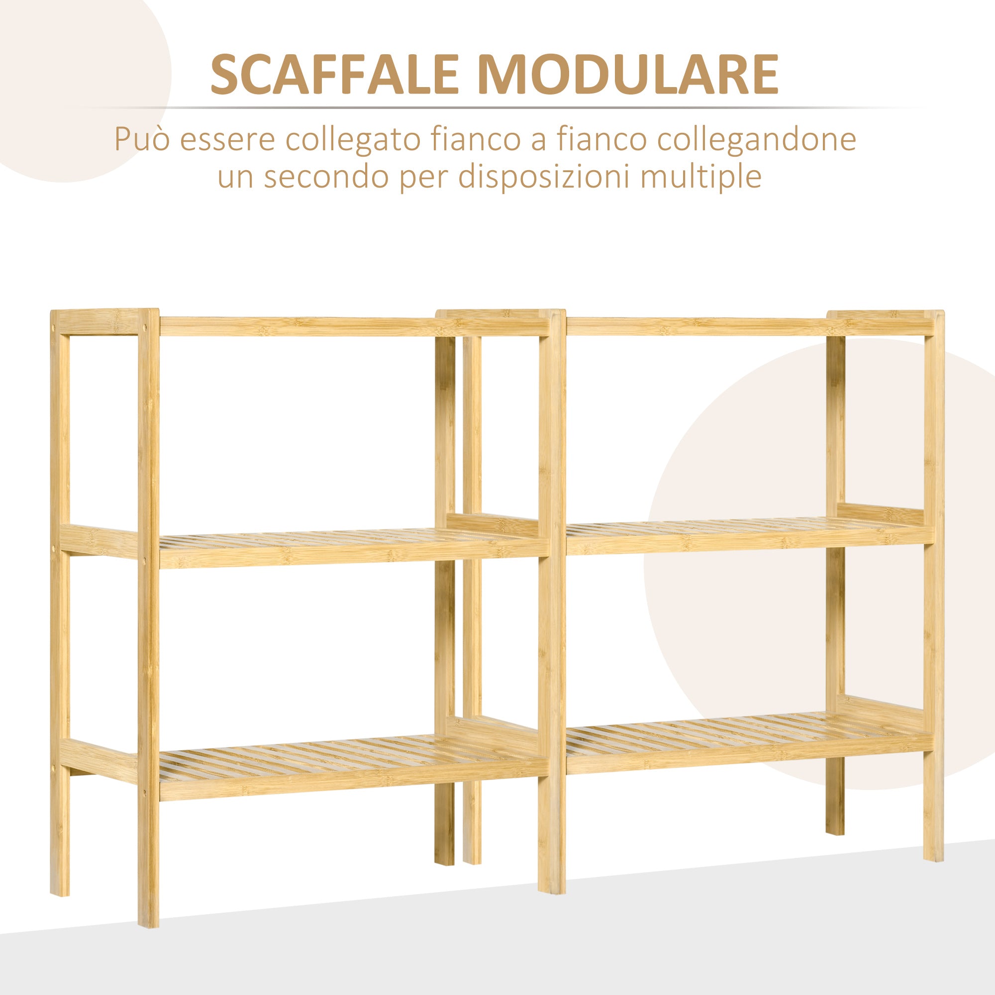 EASYCOMFORT  Mobile Multiuso 3 Livelli Salvaspazio in Bambù per Bagno e Salotto, 62x33x80cm