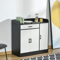 EASYCOMFORT  Mobiletto da Cucina Moderno in MDF con 2 Armadietti, 1 Cassetto e Ripiani Regolabili, 90x40x90 cm, Bianco e Nero
