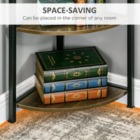 EASYCOMFORT  Libreria Moderna Angolare a 6 Ripiani in Metallo e MDF, 34x34x166cm, Marrone e Nero