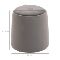 EASYCOMFORT  Pouf Contenitore in Velluto 2 in 1 Convertibile in Tavolino da Caffè, Ø44x47.5cm, Grigio