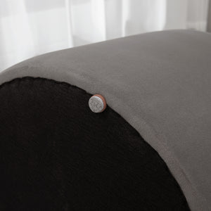 EASYCOMFORT  Pouf Contenitore in Velluto 2 in 1 Convertibile in Tavolino da Caffè, Ø44x47.5cm, Grigio