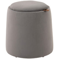 EASYCOMFORT  Pouf Contenitore in Velluto 2 in 1 Convertibile in Tavolino da Caffè, Ø44x47.5cm, Grigio
