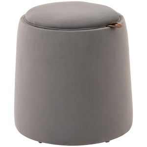 EASYCOMFORT  Pouf Contenitore in Velluto 2 in 1 Convertibile in Tavolino da Caffè, Ø44x47.5cm, Grigio