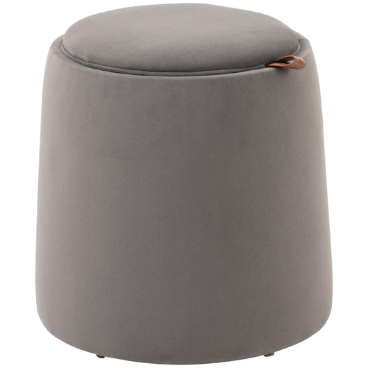 EASYCOMFORT  Pouf Contenitore in Velluto 2 in 1 Convertibile in Tavolino da Caffè, Ø44x47.5cm, Grigio