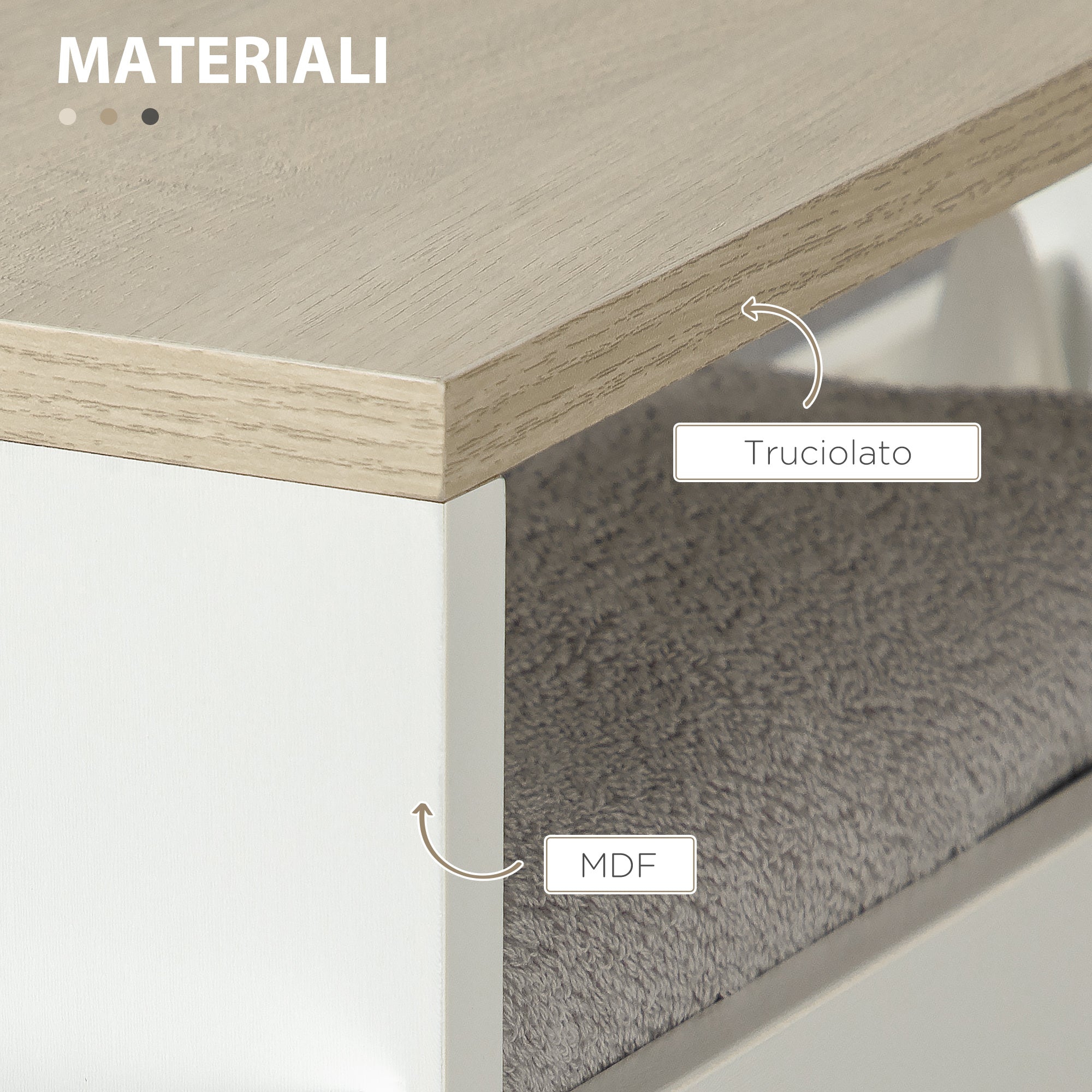 EASYCOMFORT  Carrello Bagno Salvaspazio a 3 Ripiani con Rotelle e Maniglia in Legno, 48x15x80cm, Bianco