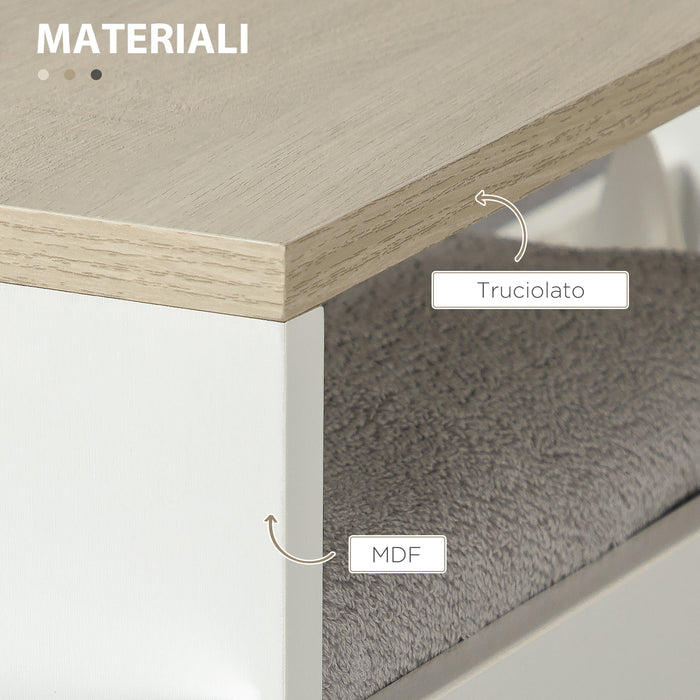 EASYCOMFORT  Carrello Bagno Salvaspazio a 3 Ripiani con Rotelle e Maniglia in Legno, 48x15x80cm, Bianco