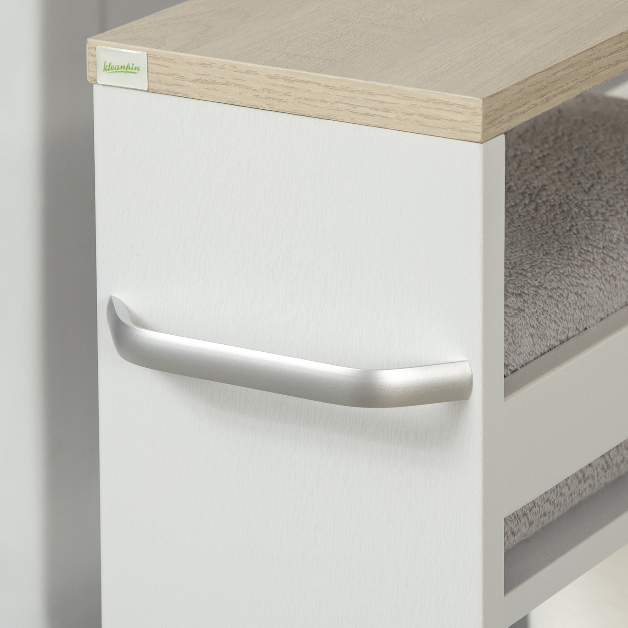 EASYCOMFORT  Carrello Bagno Salvaspazio a 3 Ripiani con Rotelle e Maniglia in Legno, 48x15x80cm, Bianco