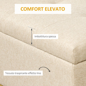 Easycomfort Panca con Contenitore in Poliestere Trapuntata con Gambe in Acciaio d'oro, 110x44x48cm, Beige
