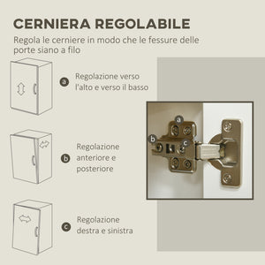 Easycomfort Mobile Multiuso con 2 Armadietti a 2 Livelli in Truciolato, Ripiano regolabile, 120x37x75cm Bianco e Color legno