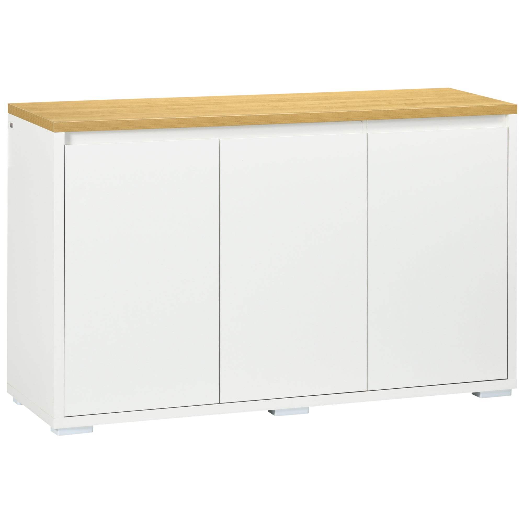 Easycomfort Mobile Multiuso con 2 Armadietti a 2 Livelli in Truciolato, Ripiano regolabile, 120x37x75cm Bianco e Color legno