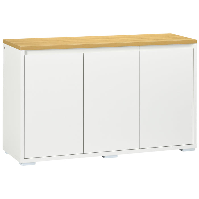Easycomfort Mobile Multiuso con 2 Armadietti a 2 Livelli in Truciolato, Ripiano regolabile, 120x37x75cm Bianco e Color legno