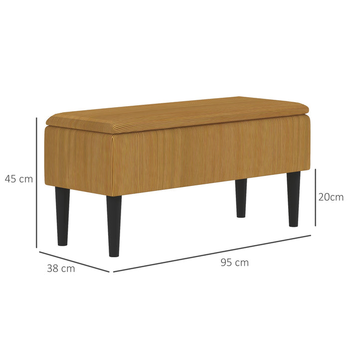 Easycomfort Panca Fondoletto in Poliestere e Legno per Camera da Letto e Ingresso, 95x38x45 cm, Arancione