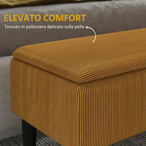 Easycomfort Panca Fondoletto in Poliestere e Legno per Camera da Letto e Ingresso, 95x38x45 cm, Arancione