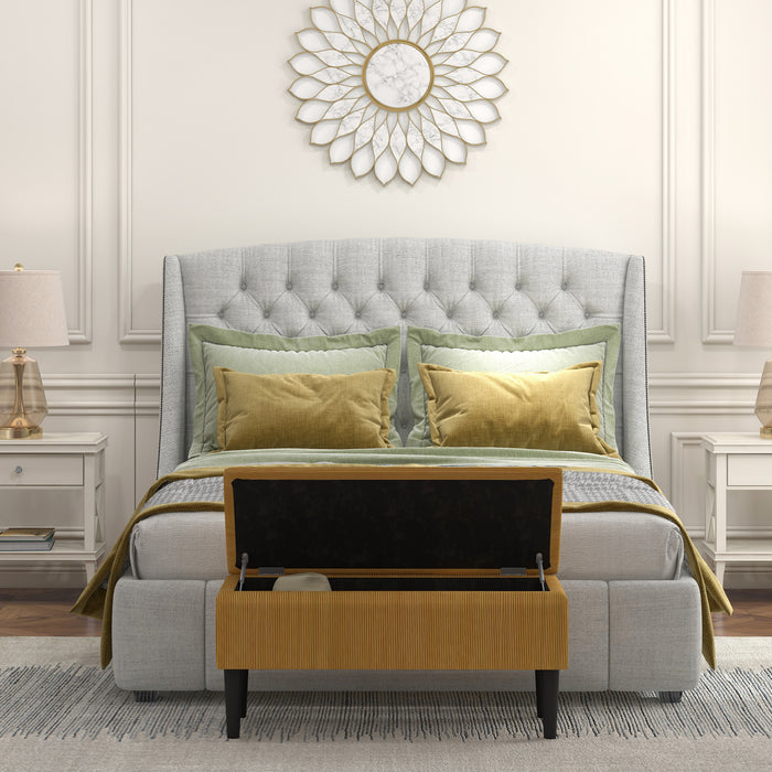 Easycomfort Panca Fondoletto in Poliestere e Legno per Camera da Letto e Ingresso, 95x38x45 cm, Arancione