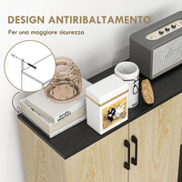 Easycomfort Credenza Moderna con 2 Armadietti e 2 Cassetti in Legno, 90x30x75.5cm, Noce e Nero