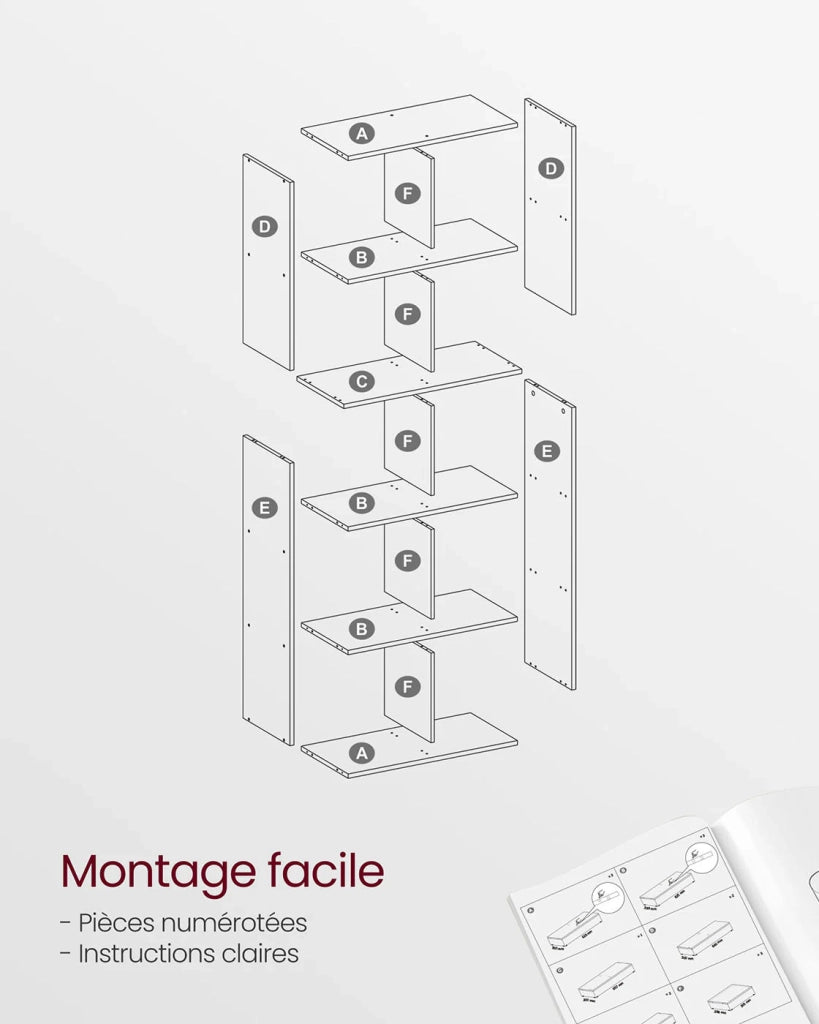 Libreria/contenitore a cubo a 10 scomparti per soggiorno ufficio camera da letto divisorio per ambienti stile scandinavo bianco 12_0004246
