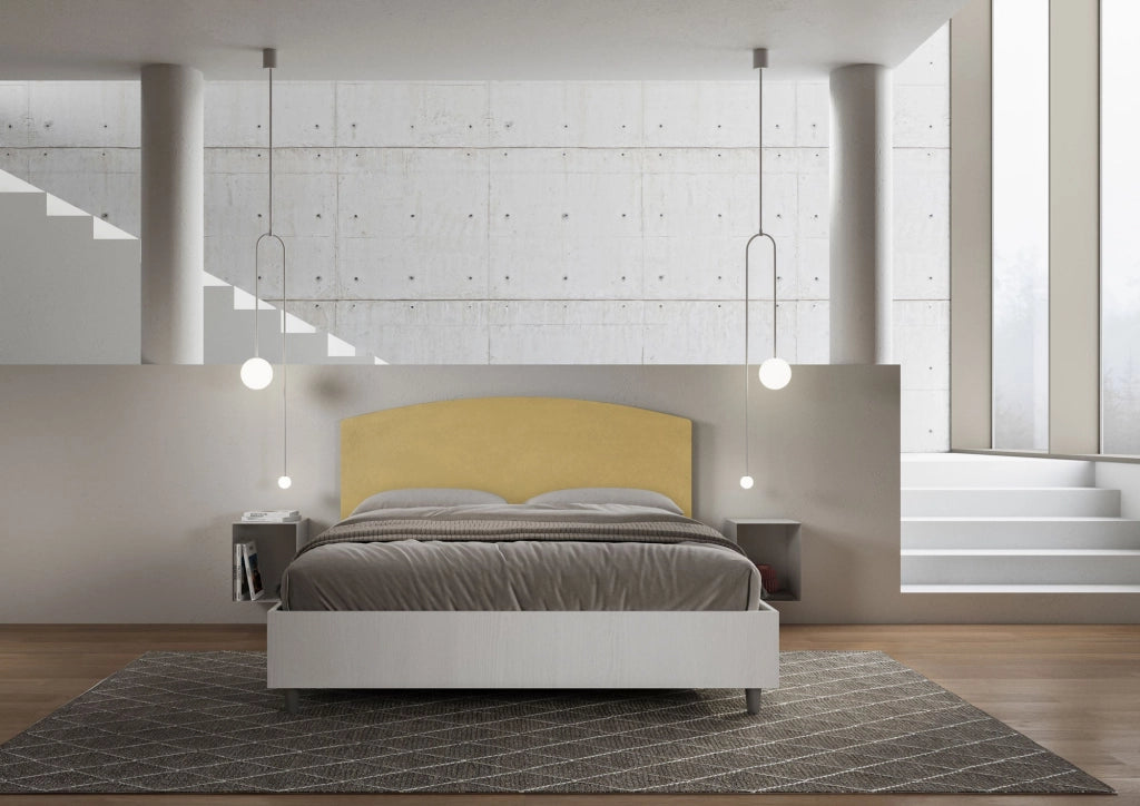 Letto matrimoniale senza rete 160x200 bianco frassino testata microfibra tè verde Antilia
