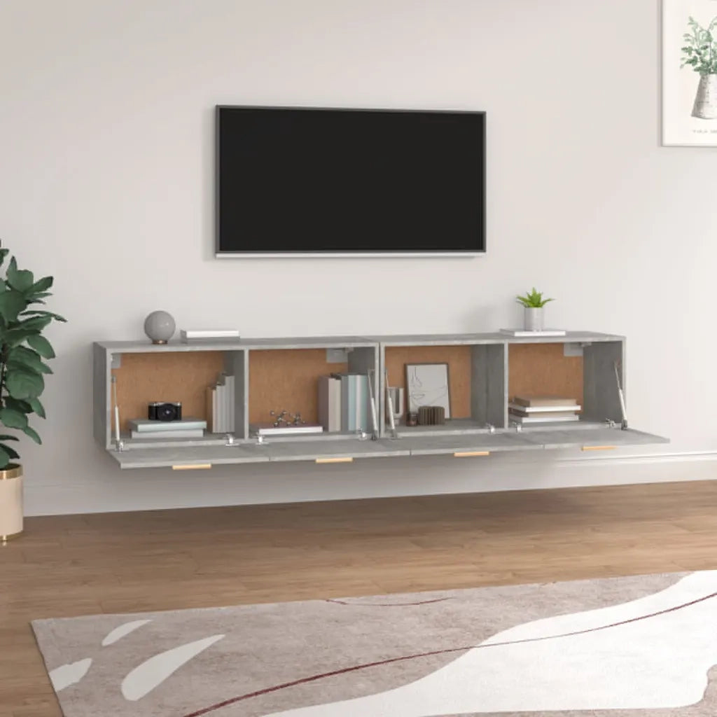 Mobili Parete 2 pz Grigio Cemento 100x36,5x35 cm in Multistrato