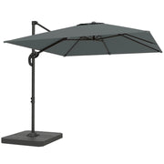 Ombrellone da Giardino a Manovella 240x240 cm con Base Riempibile e Girevole Telaio in Alluminio Grigio Scuro