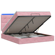 Letto Ottomano con Materasso e LED Rosa 140 x 190 cm Velluto 3458306