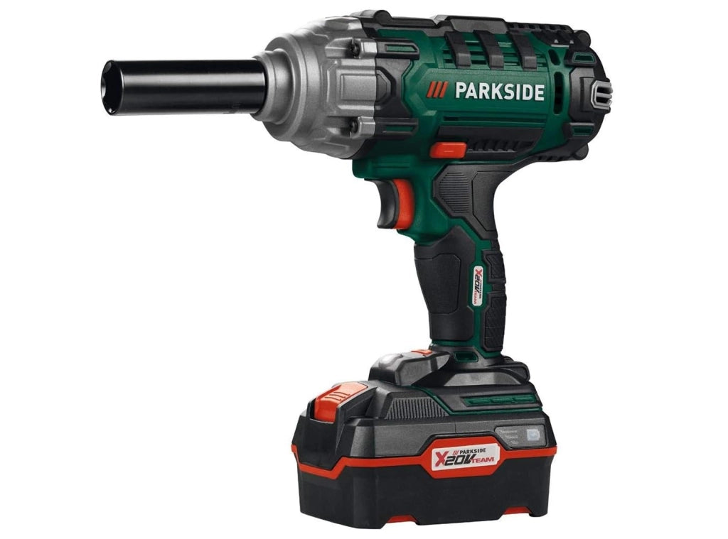 Avvitatore a Impulsi Parkside PASSK 20-Li C4 da 100 a 400 Nm da 20 V con Batteria e Caricabatteria con Bussole Montaggio Gomme - Prodotto Esposto