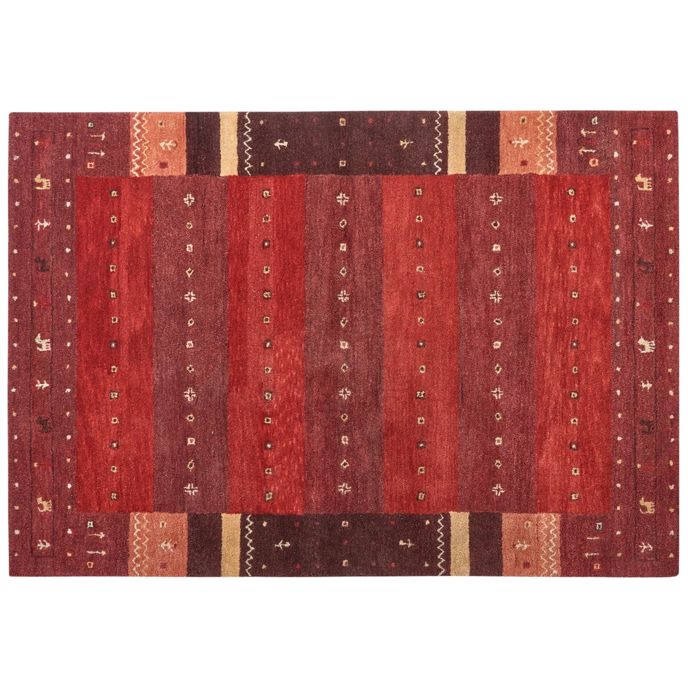 Tappeto Gabbeh rosso in lana con motivo natalizio fatto a mano 160 x 230 cm soggiorno camera da letto