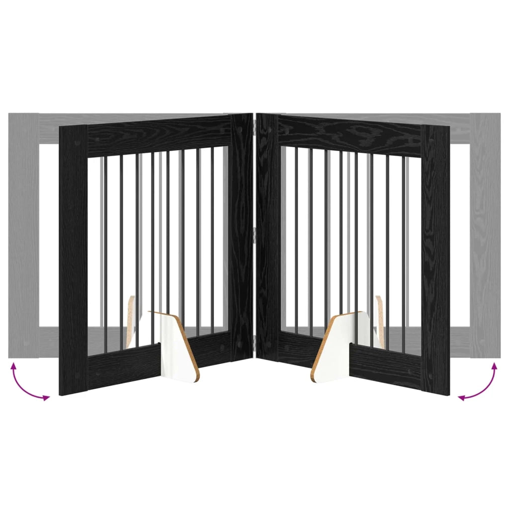 Cancello per cani con supporti 6 pz Rovere Nero 80 x 80 cm CFW3445528