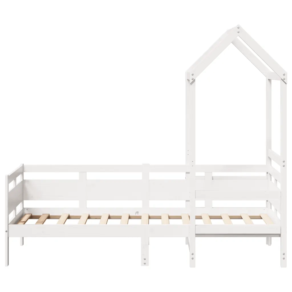 Dormeuse con Tetto 80x200 cm Bianco in Legno Massello di Pino 3282291