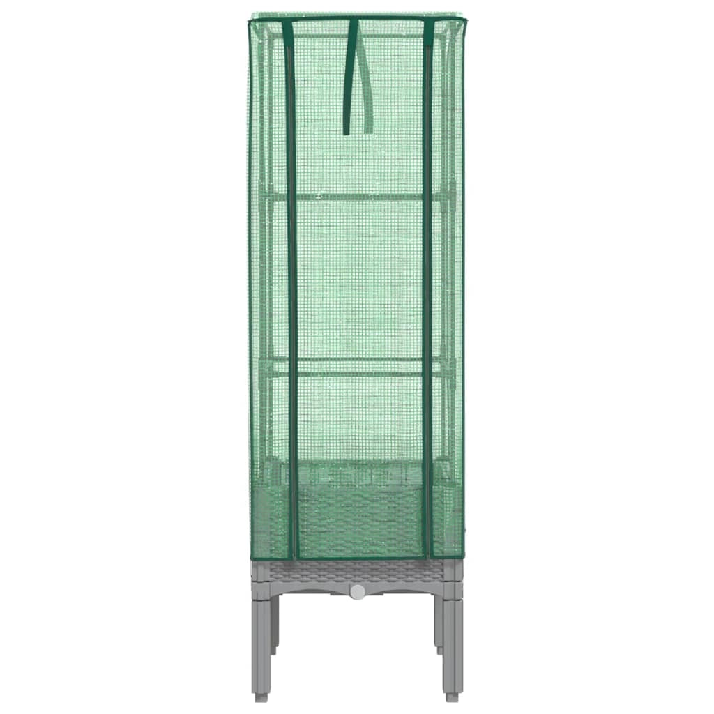 Vaso per fioriera rialzata per piante fiori terrazza da giardino rialzata con rivestimento in simil rattan 40 x 40 x 140 cm grigio chiaro 02_0038781