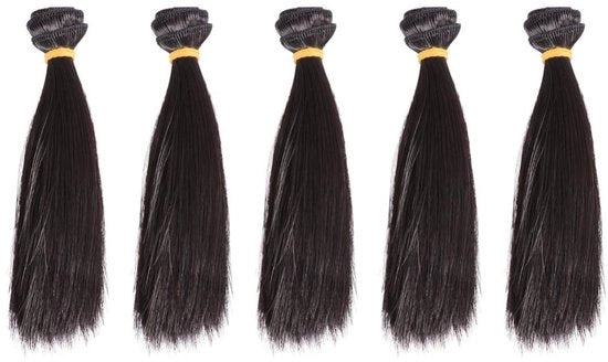 Pruiche di Capelli Sintetici - Resistenza al Calore - Lunghezza 15 cm - 5 Pezzi - Capelli di Finta - Cintura Elastica