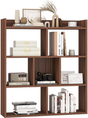 Libreria a Cubi con 7 Scomparti, Mensola Espositiva per l'Archiviazione, Libreria in Legno con Dispositivi Anti-Ribaltamento, per Studio Soggiorno, 80x20x90 cm (Marrone)