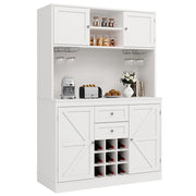 Credenza da Cucina Alta con 4 Ante; 2 Cassetti; Ripiani Regolabili e Portabottiglie; in MDF; 120x40x188 cm; Bianco