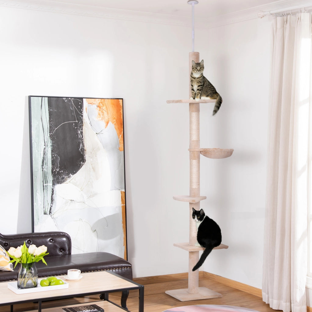 Tiragraffi da soffitto regolabile H230-260 cm con 5 livelli, beige
