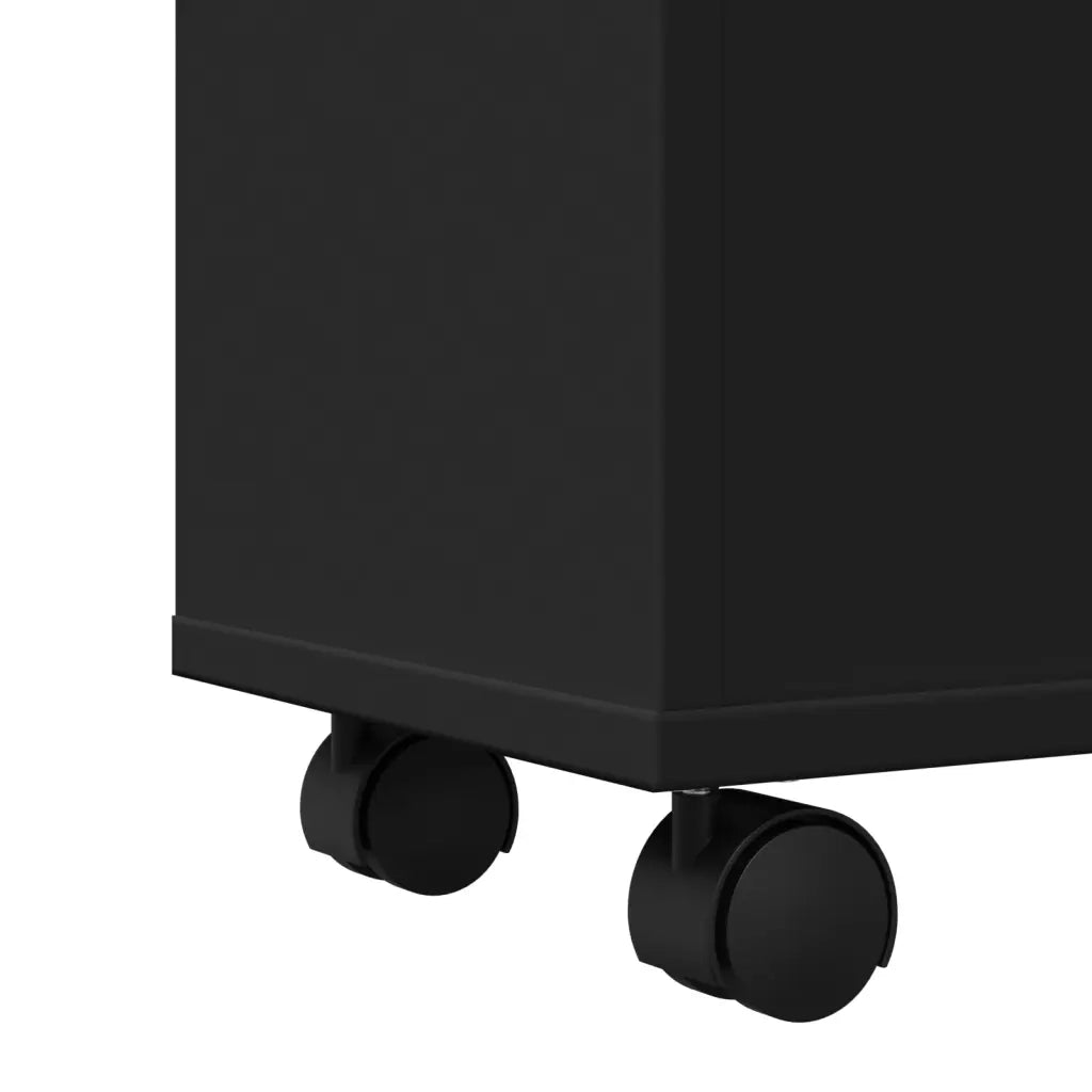 Mobile da Bagno Stretto con Ruote Nero in Truciolato
