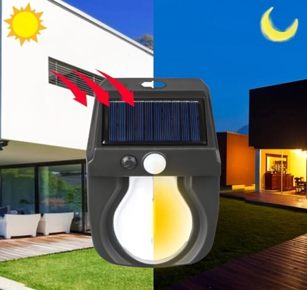 Faretto solare lampada applique 1W da esterno sensore movimento luce calda 600LM CL-118 - ZENCOCCO