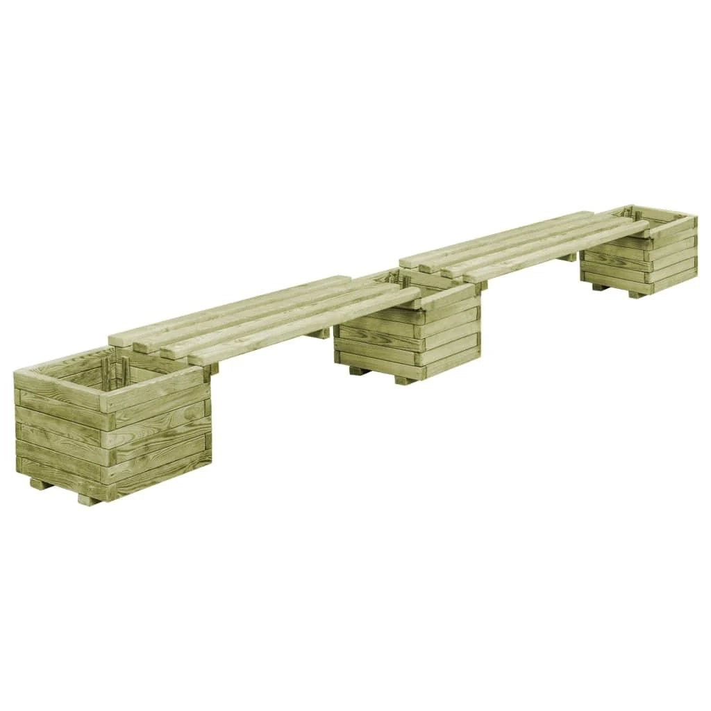 Panca da giardino con fioriere 196 cm legno di pino impregnato 02_0001365