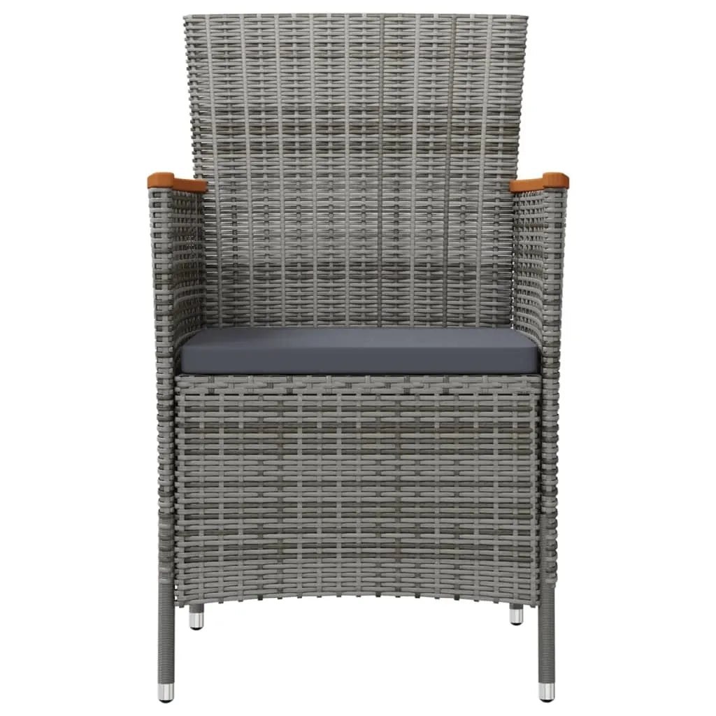 Set da Pranzo Esterni 11pz con Cuscini Polyrattan Nero e Grigio 3094940