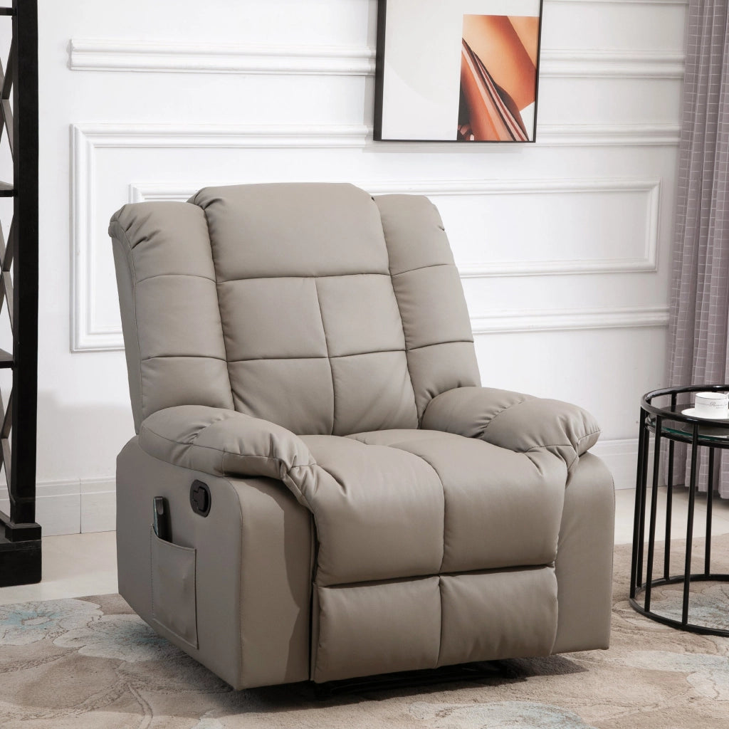 Poltrona Relax con 8 Punti Massaggio e Reclinazione a 165° 94x99x99 cm in Similpelle Grigio