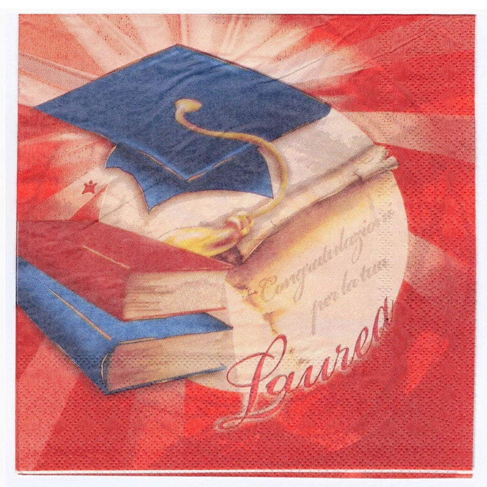 Trade Shop - Set 36 Pezziusa E Getta Tovaglioli Di Carta Feste Laurea Rosso 33x33cm Addobbi -