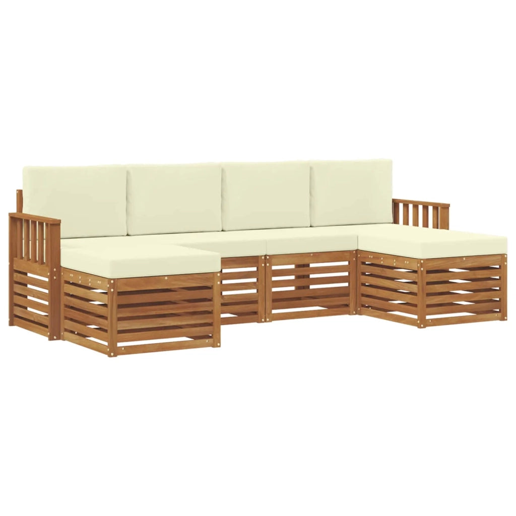 Set divani 6 pcs Naturale e Crema Legno di Acacia Massello 3375240