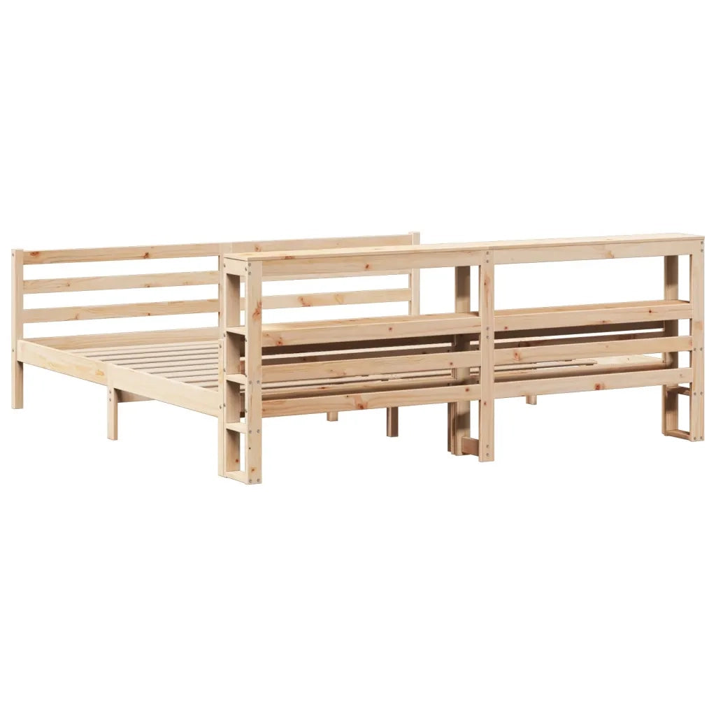 Giroletto con Testiera 200x200 cm in Legno Massello di Pino