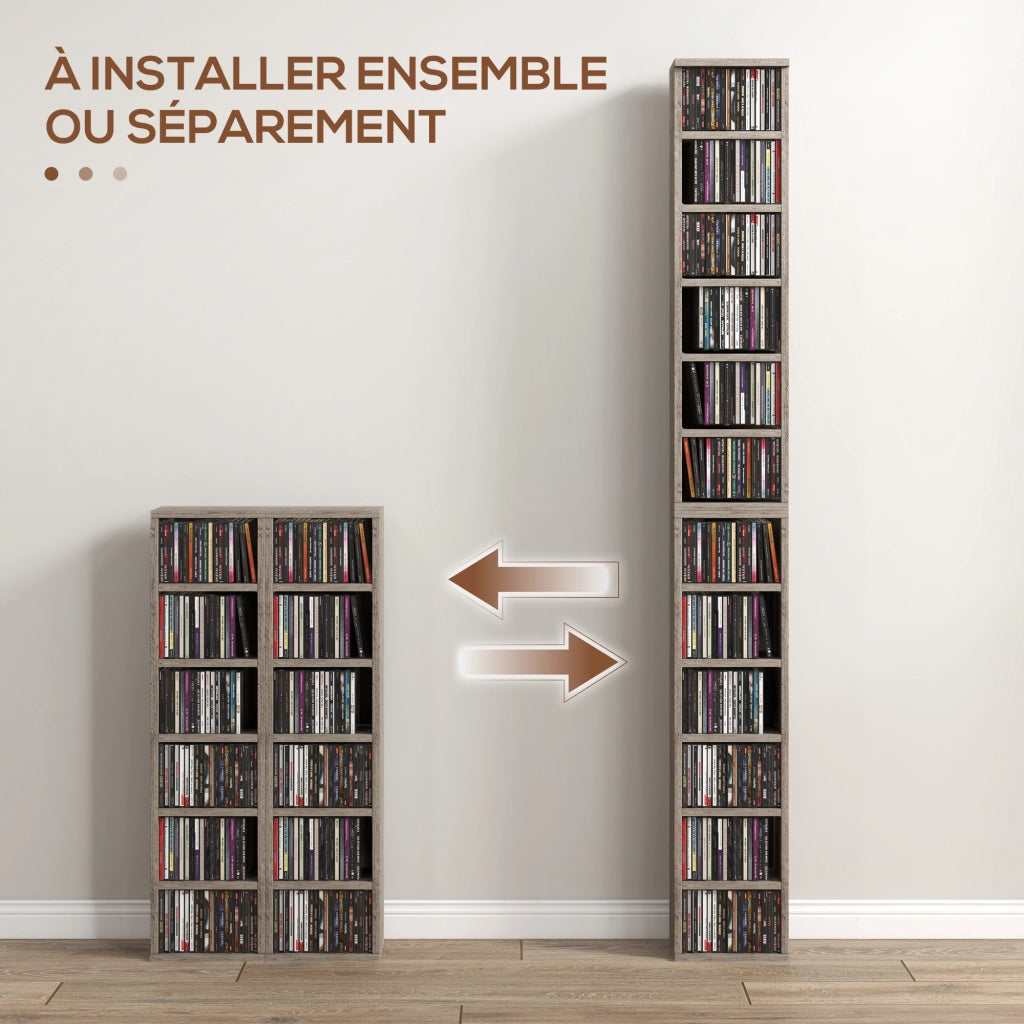 Armadio da 12 compartimenti per CD e DVD ¨C zephmum ¨C grigio scuro 21x22.5x88.5 cm