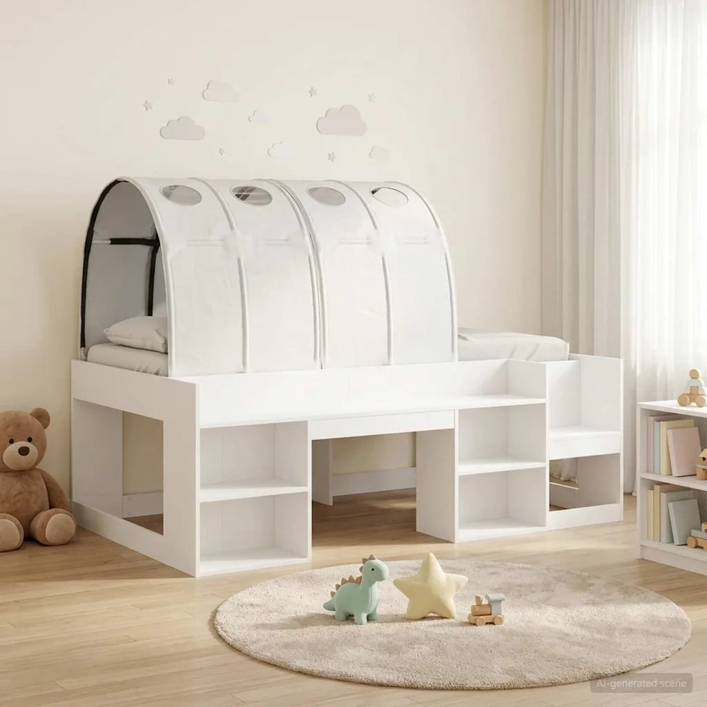 Letto con Tunnel 3 pcs Bianco Legno ingegnerizzato