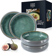 Piatti di ceramica per zuppa - 4 pezzi - 19 cm - realizzati in materiale ceramico per zuppa, pasta, insalata - muesli